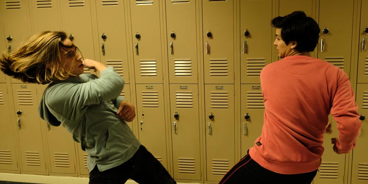 Cobra Kai school fight with miguel and robby