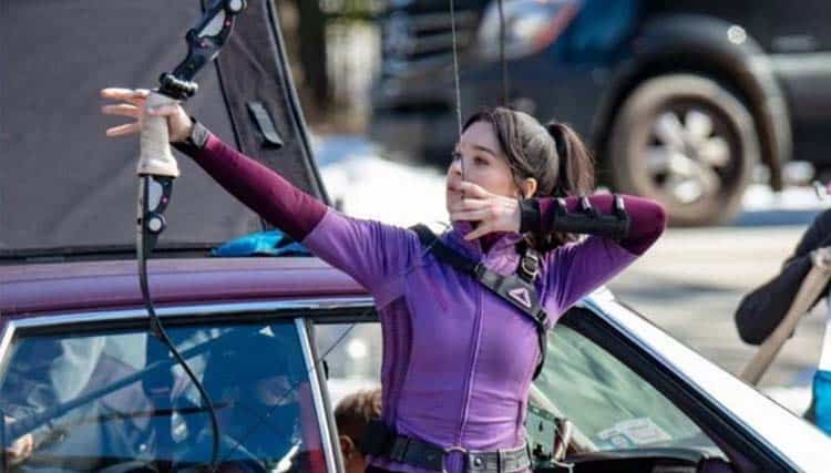 Hawkeye Behind-the-Scenes Photos Show Hailee Steinfeld Raise Kate Bishop’s Bow